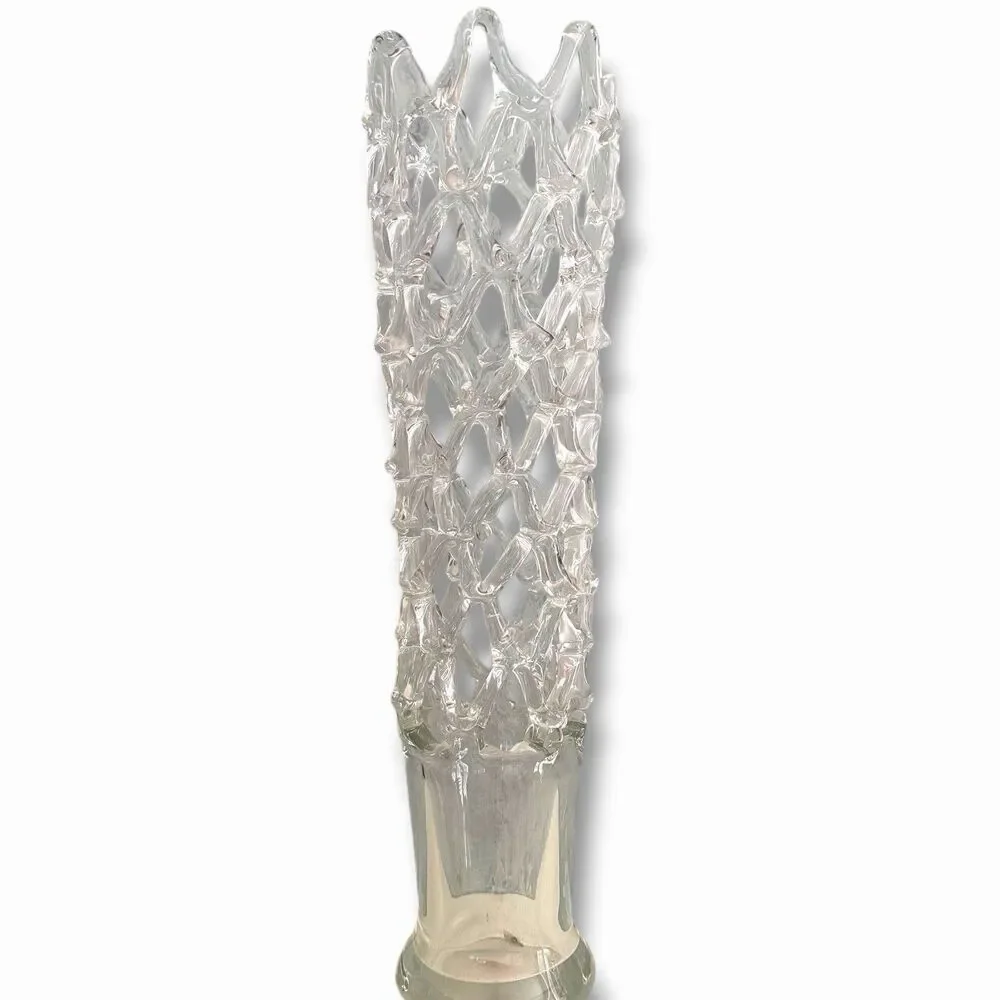 Vintage MCM Murano 19” Lattie Woven Art Glass Vase Made in Italy Statement Vase